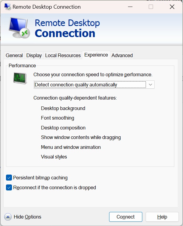 Adjust Remote Desktop Settings